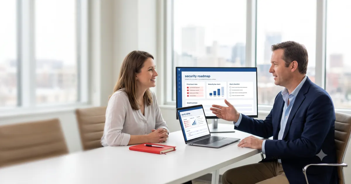 Fractional CISO advising a business team on cybersecurity strategy